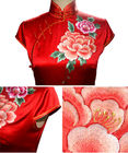 High End thêu Vải, đỏ Trung Quốc Wedding Dress Vải